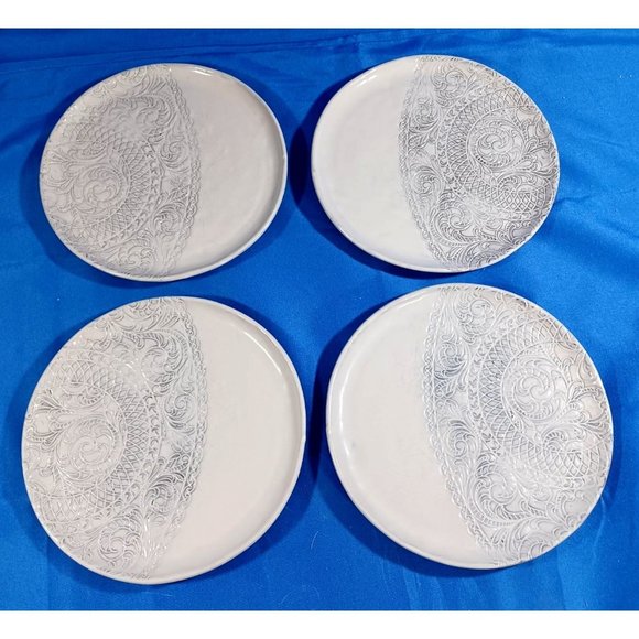 4 Angelina's Lace 9" Plates  Artimino Pottery Earthenware Luncheon Salad Dessert - Picture 4 of 10